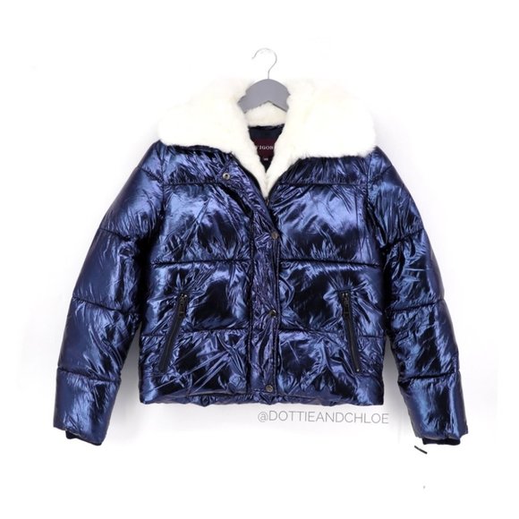Vigoss Faux Fur Metallic Puffer Jacket 
